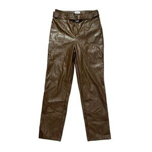 Revolve Superdown Medium chanice buckle pant faux leather Chocolate Brown NWOT